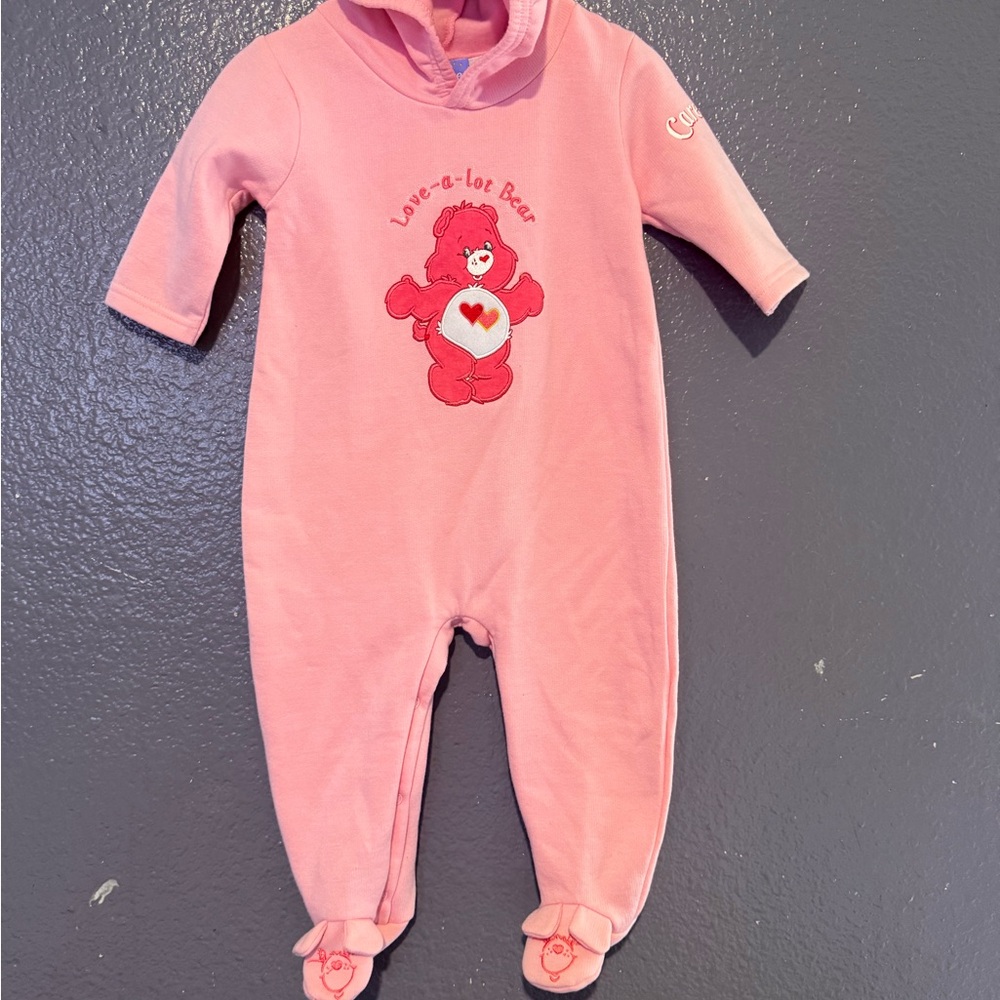Y2K Care Bears Pink Hooded One-Piece for Kids - Love-a-lot Bear